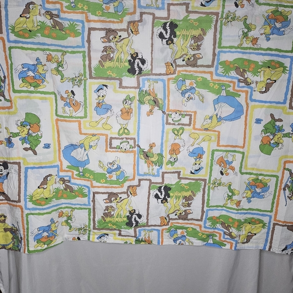 VTG Disney Alice in Wonderland Bambi Robin Hood Mickey Twin Flat Sheet 59.5"x89" - Picture 10 of 16